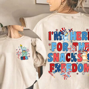 Bluey 4th Of July Here For Snacks & Freedom Shirt