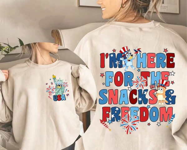 Bluey 4th Of July Here For Snacks & Freedom Shirt