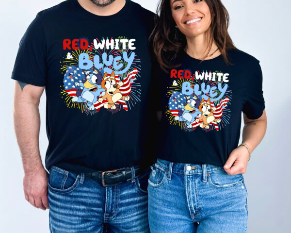 Bluey 4th Of July Red White Bingo Matching Couple Shirt