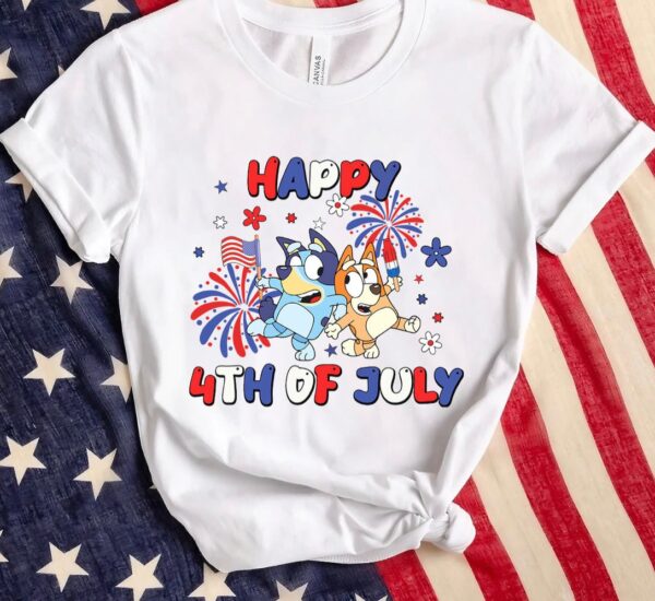 Bluey Happy 4th Of July Red White Shirt