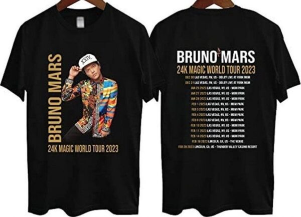 Bruno Mars 24K Magic World Tour 2023 Shirt