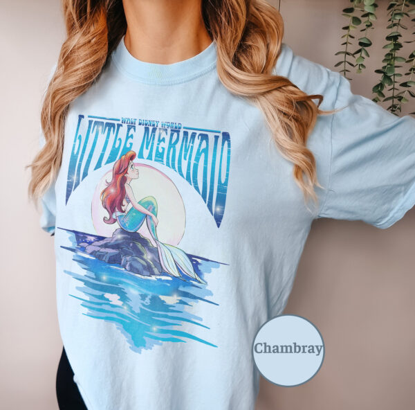 Disney The Little Mermaid Ariel Rock Moon Silhouette Shirt