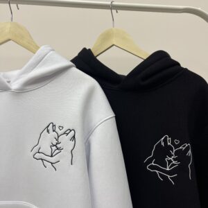 Embroidered Matcing Couple Cat Hoodie