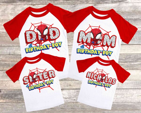 Personalized Spiderman Inspired Matching Family Birthday T-Shirt