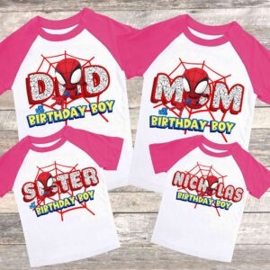 Personalized Spiderman Inspired Matching Family Birthday T-Shirt