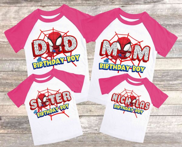 Personalized Spiderman Inspired Matching Family Birthday T-Shirt