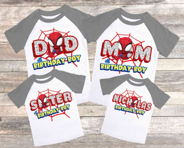 Personalized Spiderman Inspired Matching Family Birthday T-Shirt