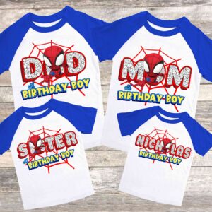 Personalized Spiderman Inspired Matching Family Birthday T-Shirt