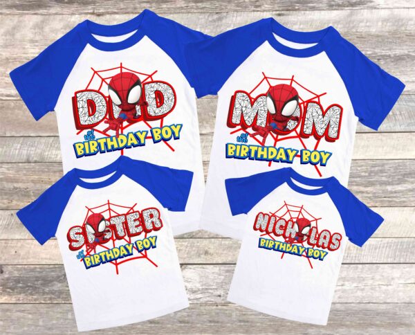 Personalized Spiderman Inspired Matching Family Birthday T-Shirt