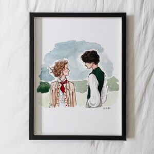 Jo and Laurie Little Women Watercolor Illustration Poster Decor Art