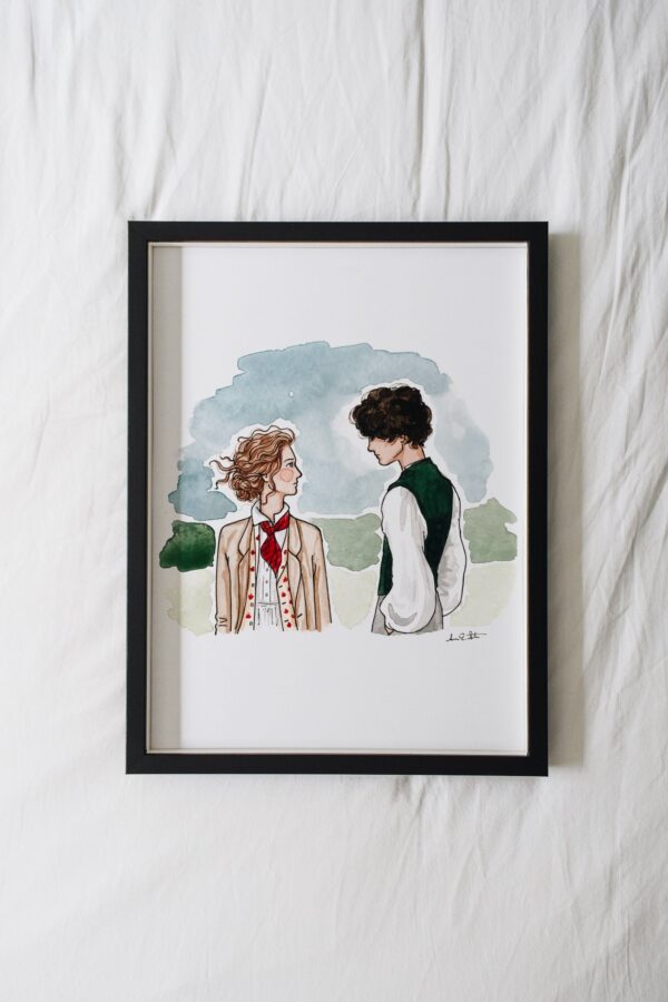 Jo and Laurie Little Women Watercolor Illustration Poster Decor Art