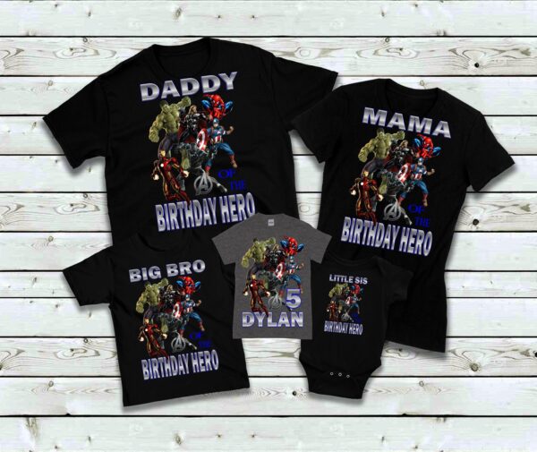 Marvel Avengers Birthday Hero Matching Family Shirt