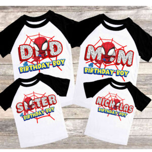 Personalized Spiderman Inspired Matching Family Birthday T-Shirt