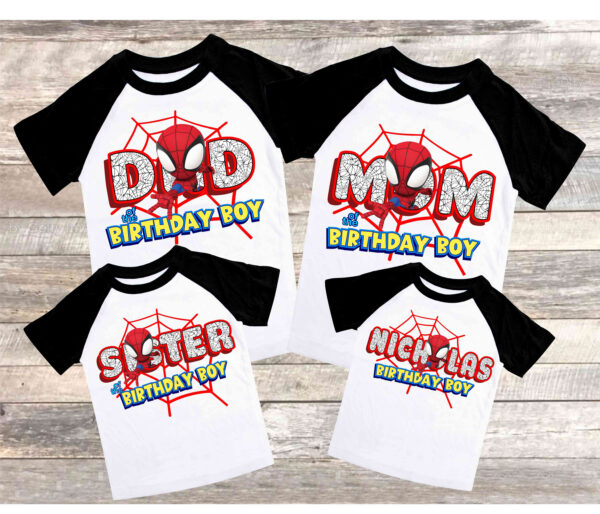 Personalized Spiderman Inspired Matching Family Birthday T-Shirt