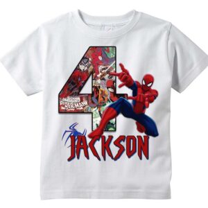 Personalized Spiderman Matching Birthday T-shirt