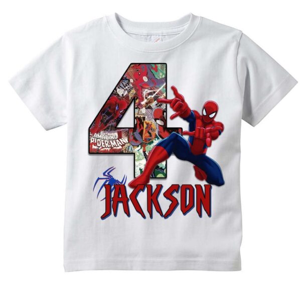 Personalized Spiderman Matching Birthday T-shirt