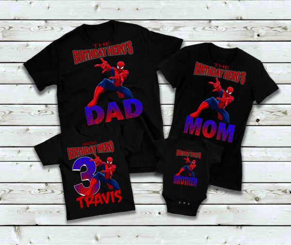 Spiderman Birthday Matching Family Shirts