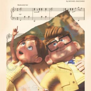 Up Carl and Ellie Sheet Music Poster Decor Art