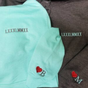 Roman Numerals Couples Custom Embroidered Sweatshirt