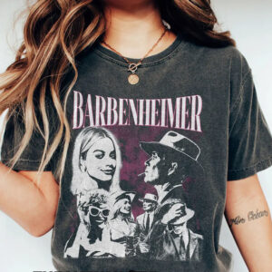 Vintage Barbenheimer Funny Movie Tshirt