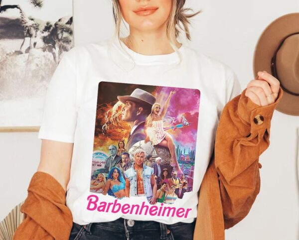 Vintage Barbenheimer Funny Movie Tshirt