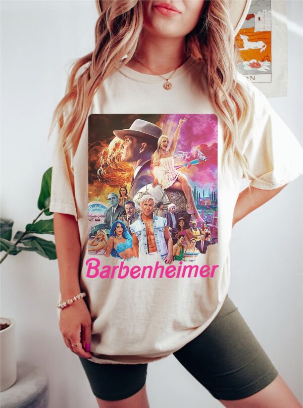 Vintage Barbenheimer Funny Movie Tshirt