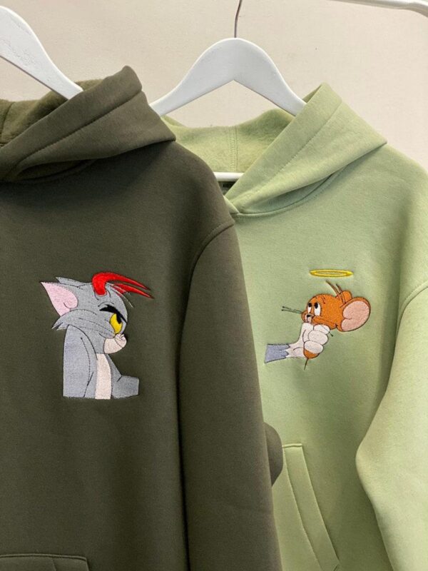 Tom And Jerry Matching Couple Embroidered Sweatshirt Crewneck