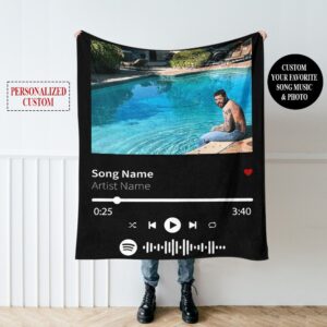 Custom Spotify Fleece Blanket Your Photo & Music Favorite Song