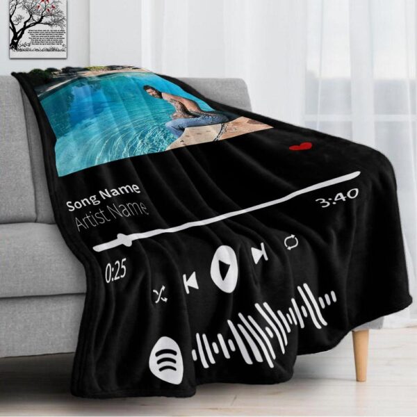 Custom Spotify Fleece Blanket Your Photo & Music Favorite Song