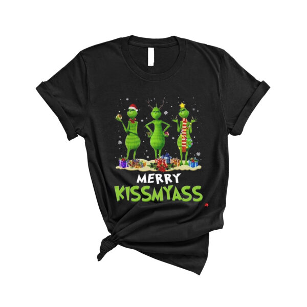 Grinch Merry Kissmyass T-Shirt Festive Funny Wearing Face Mask Stole Christmas Shirt Happy Holidays Lovers TShirt