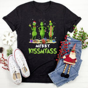 Grinch Merry Kissmyass T-Shirt Festive Funny Wearing Face Mask Stole Christmas Shirt Happy Holidays Lovers TShirt