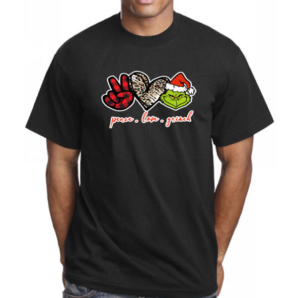 Peace Love Grinch Christmas Shirt Tee Funny Trendy Black Hoodie Long Sleeve Unisex T-shirts Plus Size