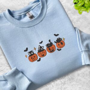 Cat Lover Halloween Embroidered Sweatshirt