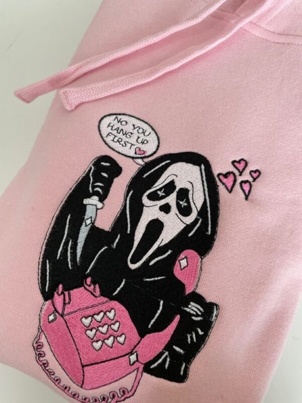 Ghost Face No You Hang Up First Embroidered Sweatshirt