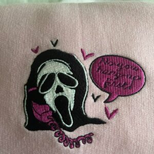 Ghost Face No You Hang Up First Embroidered Sweatshirt