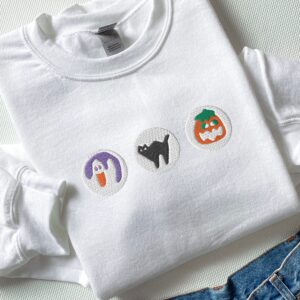 Spooky Season Cookies Boo Ghost And Pumpkin Embroidered Sweatshirt