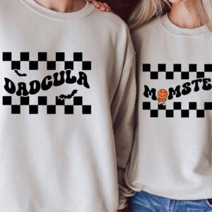 Halloween Couple Costume Dadcula Momster Embroidered Sweatshirt