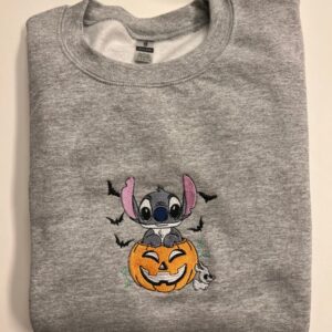 Halloween Disney Stitch Embroidered Sweatshirt