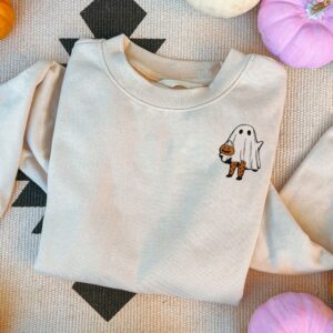 Halloween Ghost Embroidered Sweatshirt