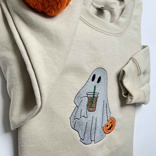 Halloween-Ghost-Ice-Coffee-Embroidery-Sweatshirt