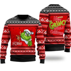 How The Grinch Stole Christmas Ugly Xmas Sweater Shirt Funny Santa Merry