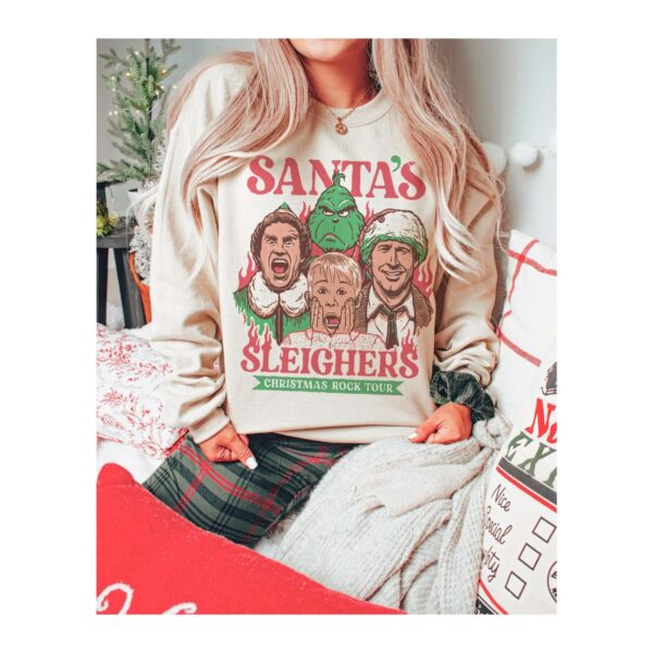 Santa’S Sleighers Christmas Rock Tour Sweatshirt Bundle Kevin Shirt Home Alone Grinch Elf Funny Hoodie