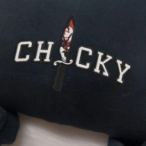 Halloween Horror Movie Chucky In Knife Embroidered Sweatshirt