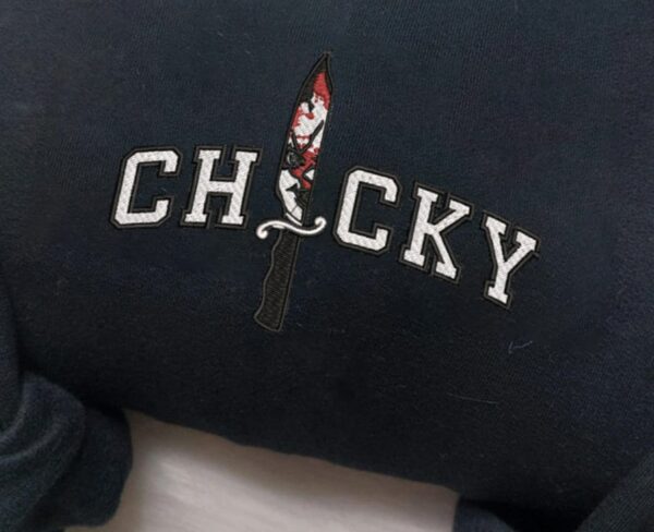 Halloween Horror Movie Chucky In Knife Embroidered Sweatshirt