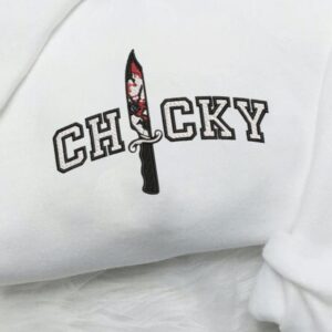 Halloween Horror Movie Chucky In Knife Embroidered Sweatshirt