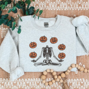 Skeleton Pumpkin Halloween Embroidered Sweatshirt