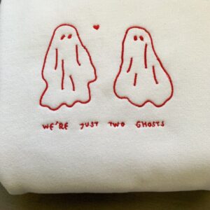 Halloween We're Just Two Ghosts Embroidered Sweatshirt