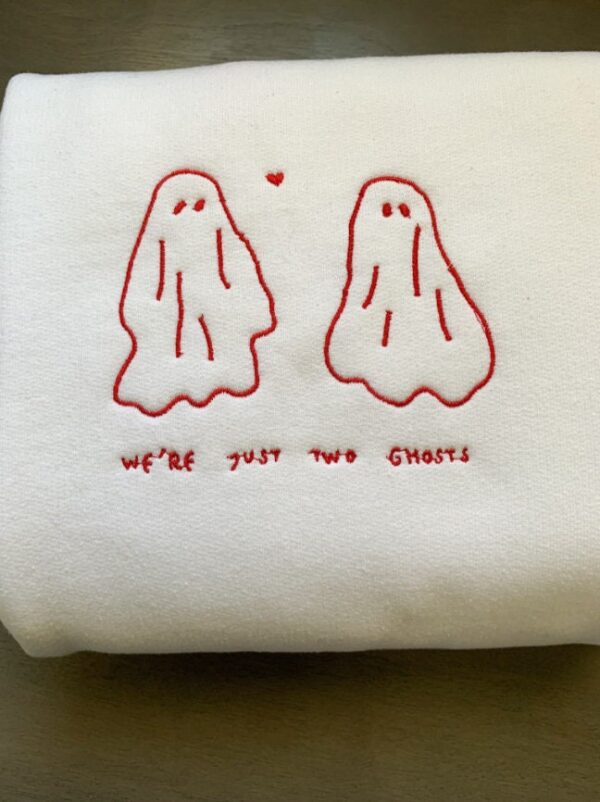 Halloween We’re Just Two Ghosts Embroidered Sweatshirt