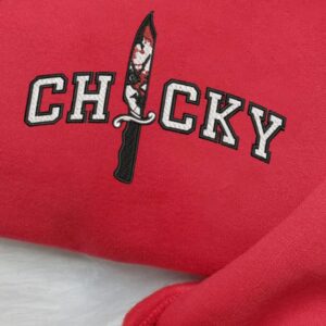 Halloween Horror Movie Chucky In Knife Embroidered Sweatshirt