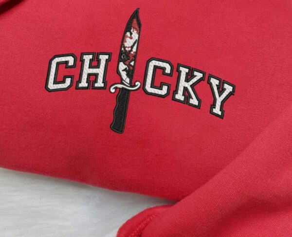 Halloween Horror Movie Chucky In Knife Embroidered Sweatshirt